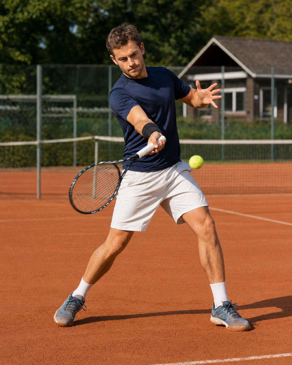 Tennisspieler bei einer Topspin-Vorhand aus halboffener Beinstellung