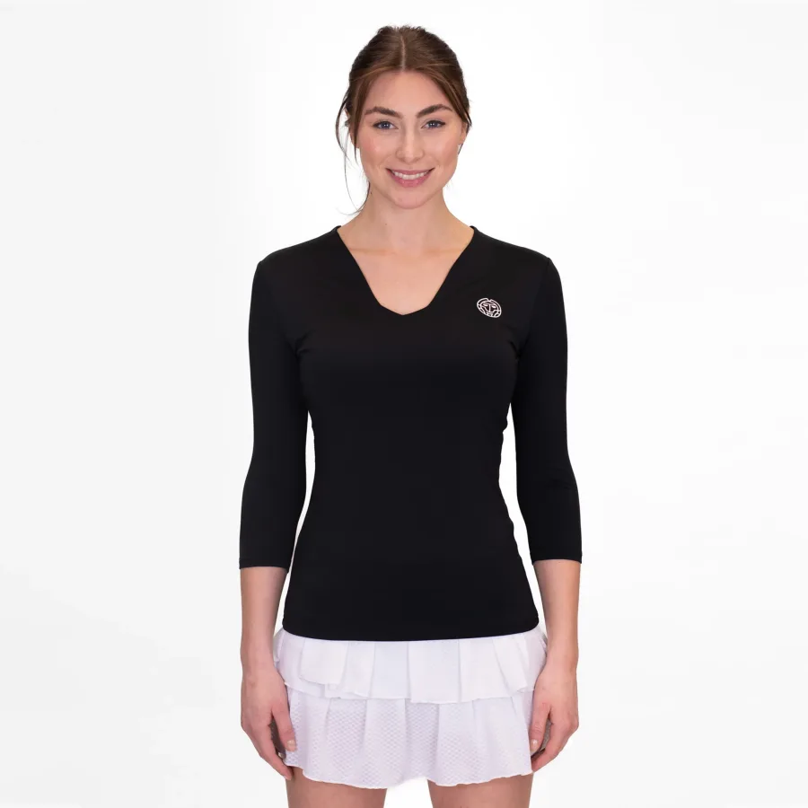 BIDI BADU Crew V-Neck Longsleeve Damen-Schwarz