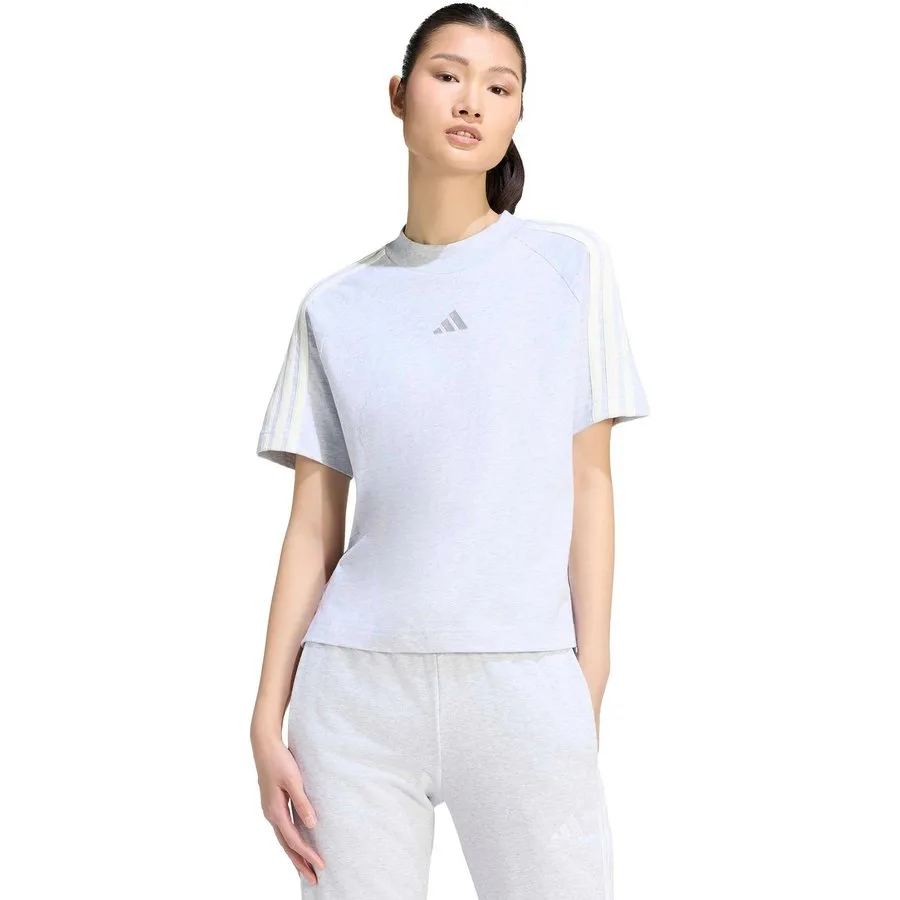 adidas 3Stripes T-Shirt Damen - hellgrau, offwhite