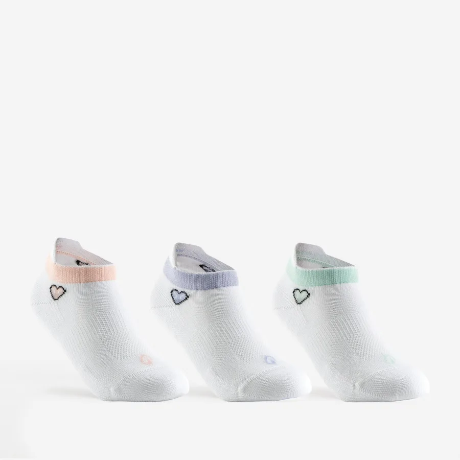 Decathlon Kinder Tennissocken Low 3er Pack - RS160 weiß mit Herz