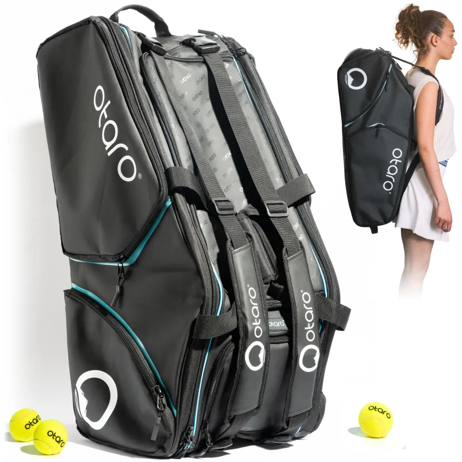 OTARO Tennistasche mit Schuhfach Herren + Damen für 4-8 Schläger | 82L BLAU