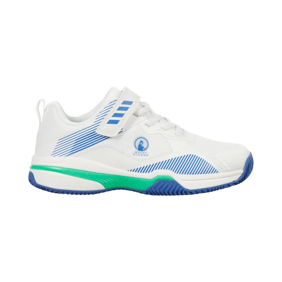 Quiet Please Match Velcro Clay Sandplatzschuh Kinder-weiß, blau