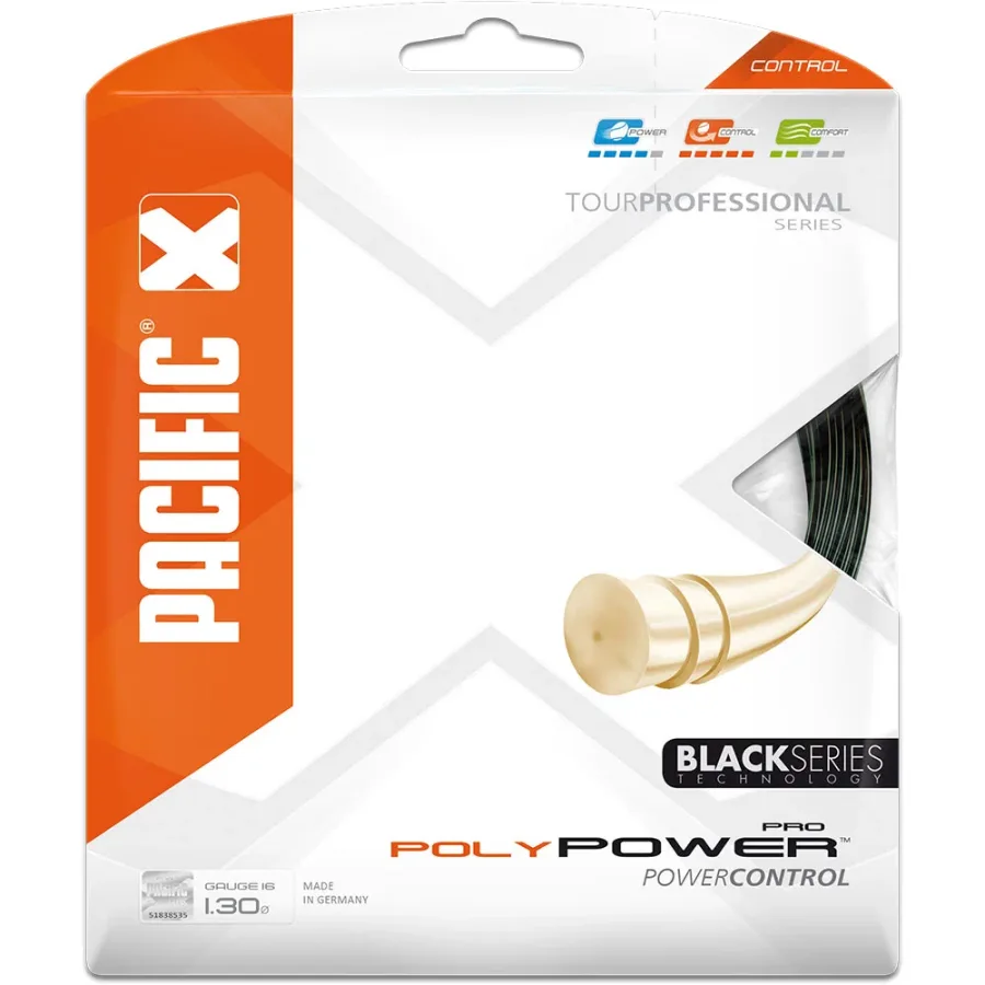 Pacific Pacific - Poly Power PRO Black Series 1,30mm/16 12,2m Tennissaite schwarz