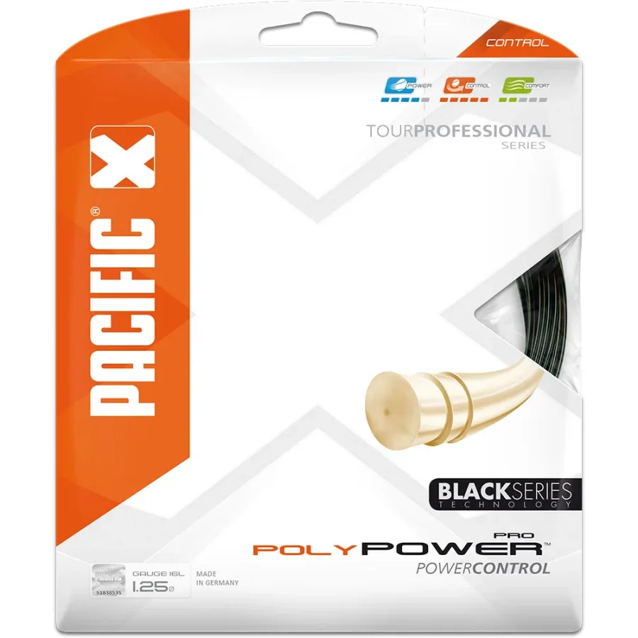 Pacific Pacific - Poly Power PRO Black Series 1,25mm/16L 12,2m Tennissaite schwarz
