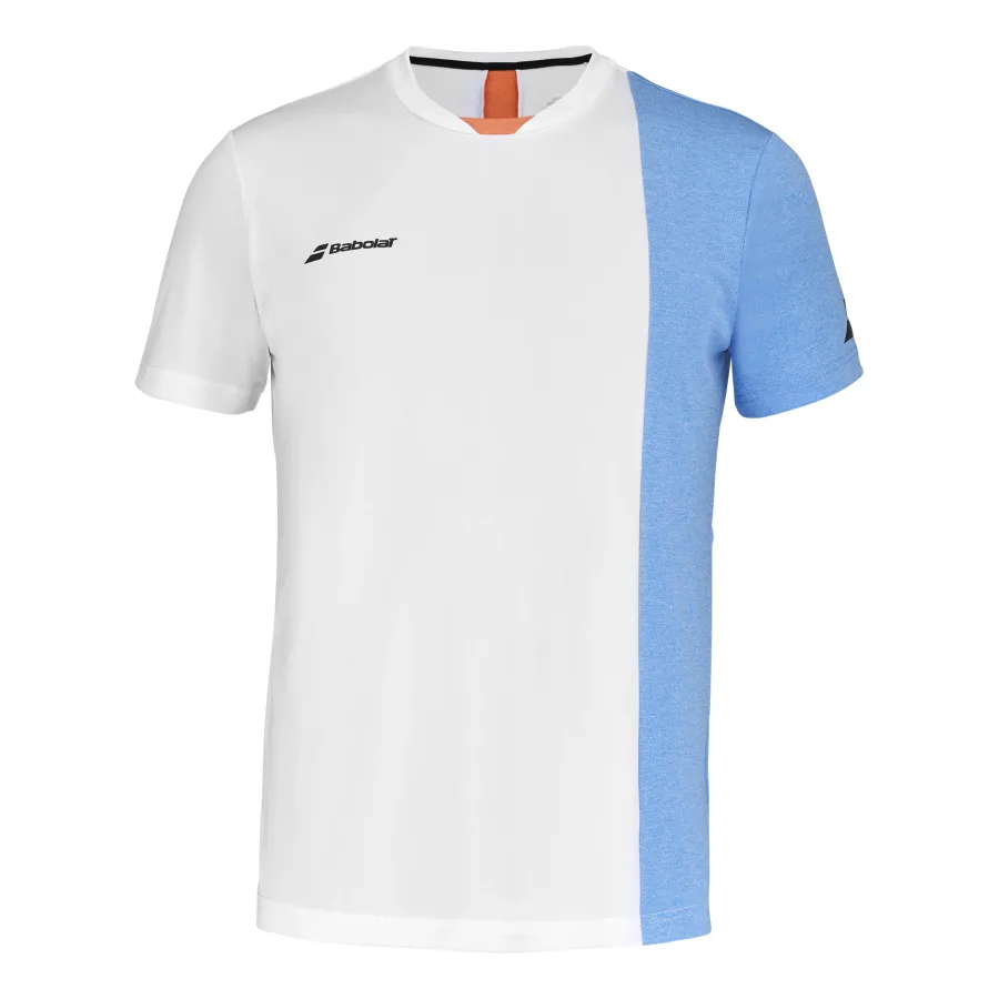 Babolat Play Crew Neck T-Shirt Herren - weiß, hellblau