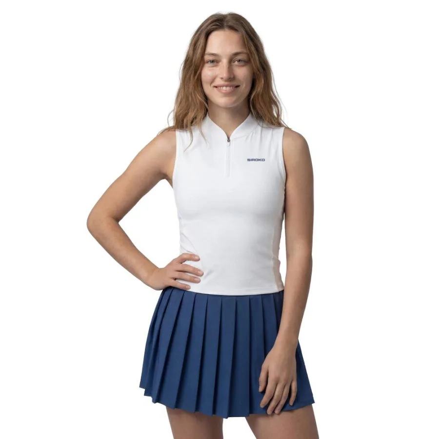 SIROKO Women Tennis 's half-zip sleeveless top Rally-W White White