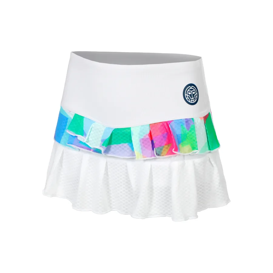 BIDI BADU Kaleido Pleated Rock Damen-Weiß,Mehrfarbig