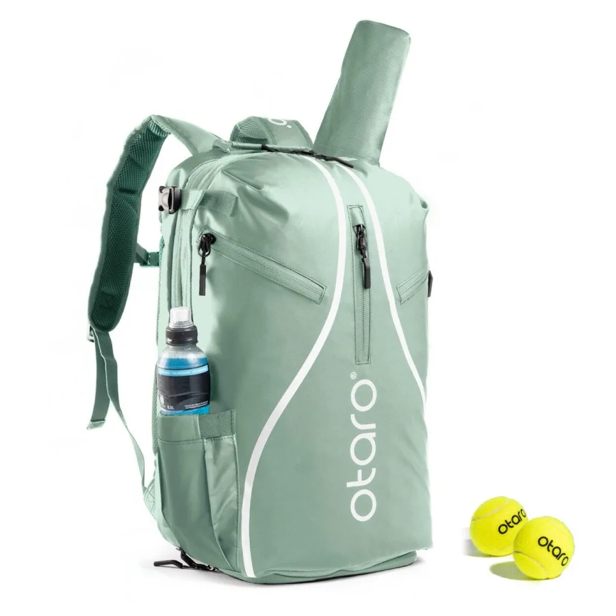 OTARO Tennistasche mit Schuhfach 1-2 Schläger | Tennisrucksack Pro 42L Matcha Grün