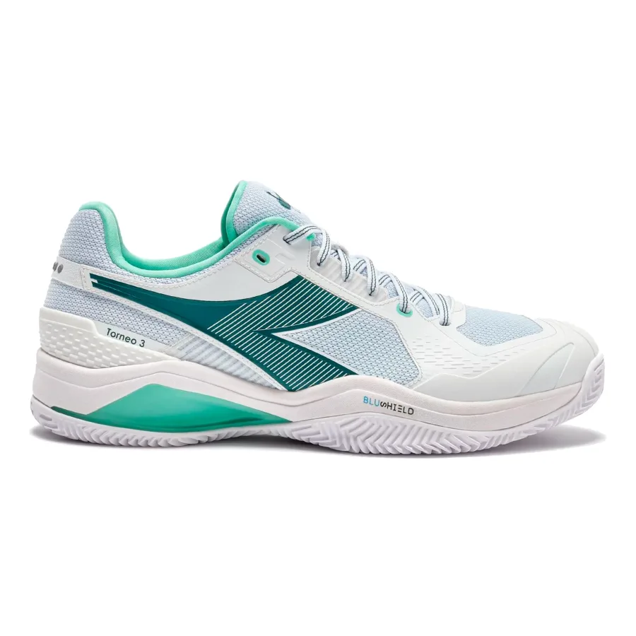 Diadora Blushield Torneo 3 Sandplatzschuh Herren-weiß, petrol