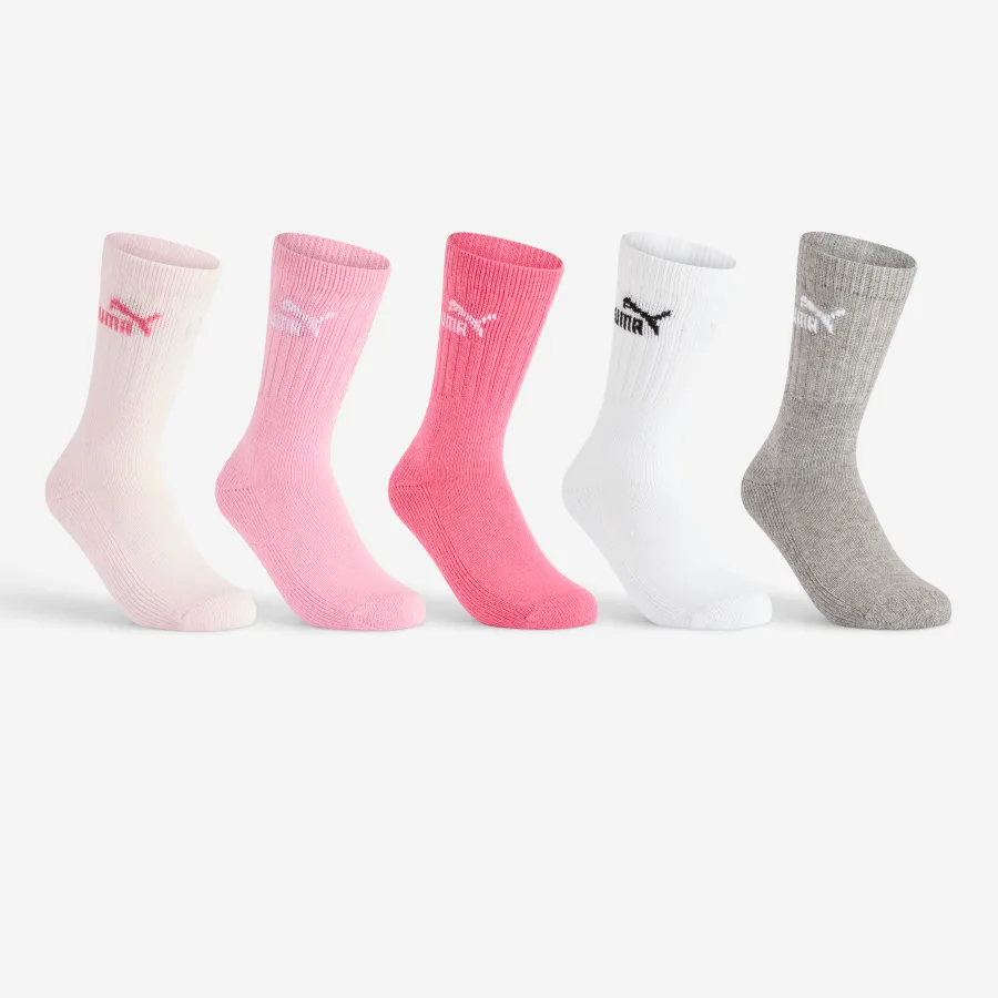 Puma Kinder Tennissocken High 5er Pack - rosa/weiß