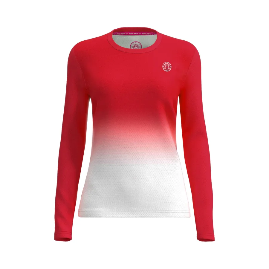 BIDI BADU Crew Gradiant Longsleeve Mädchen-Rot,Weiß