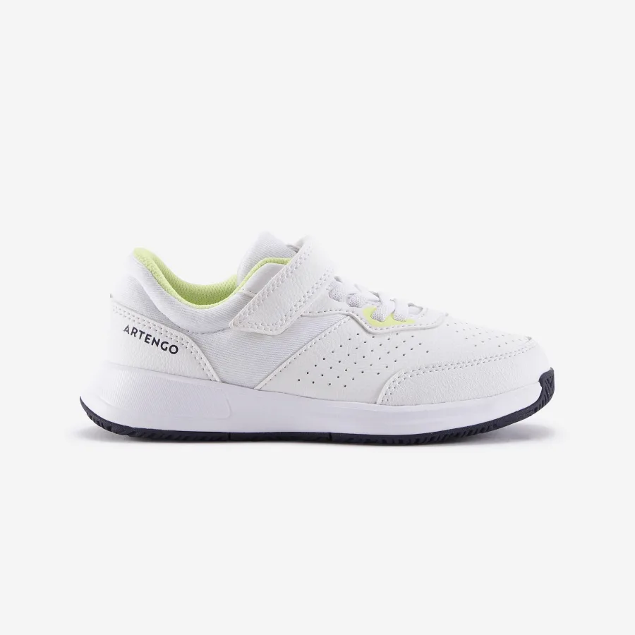 Artengo Kinder Tennisschuhe - Essentiel KD Turnschuhe mit Klettverschluss weiss/gelb