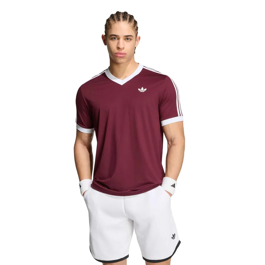 adidas Classics T-Shirt Herren - weinrot, weiß
