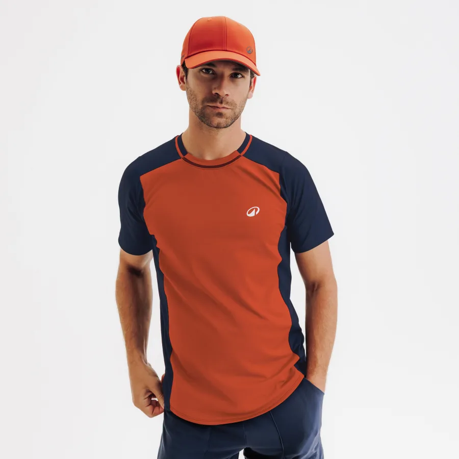 KUIKMA Herren Tennis T-Shirt atmungsaktiv - Dry braun/blau