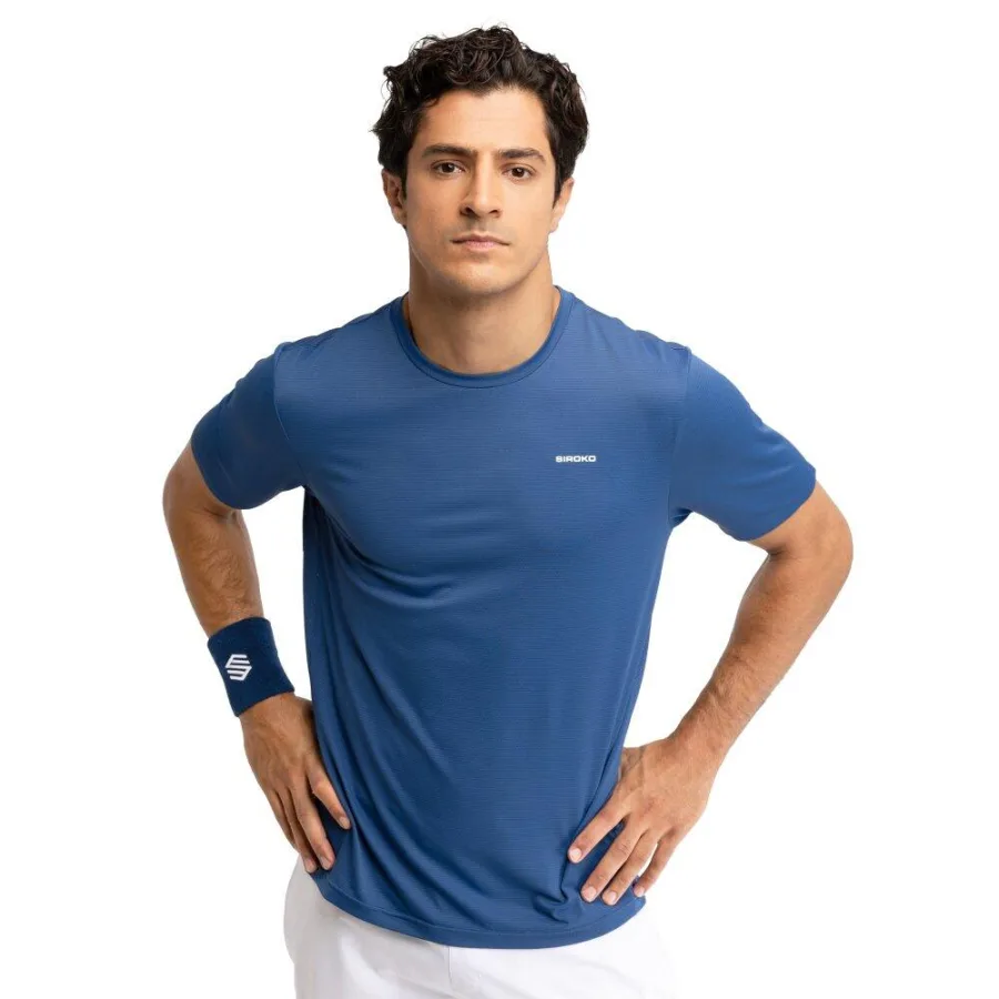 SIROKO Men Tennis ’s short-sleeve technical t-shirt Lob Blue Blue