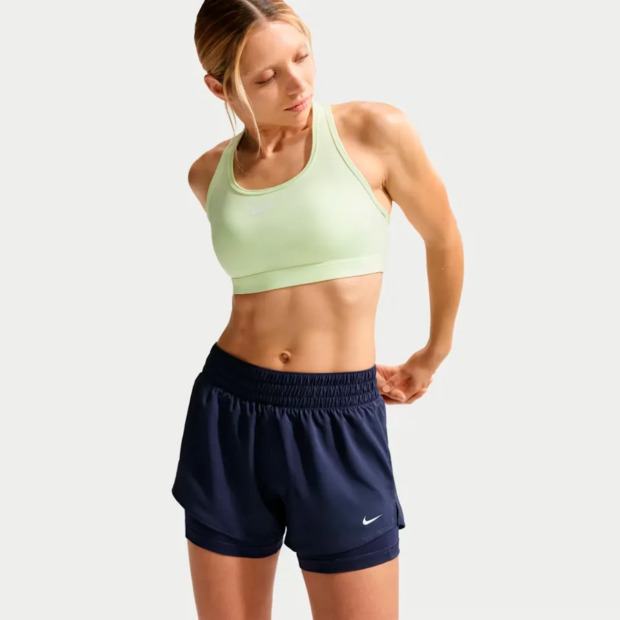Nike Nike Dri - Fit One Mid Rise 2in1 3in Shorts Damen dunkelblau, weiß