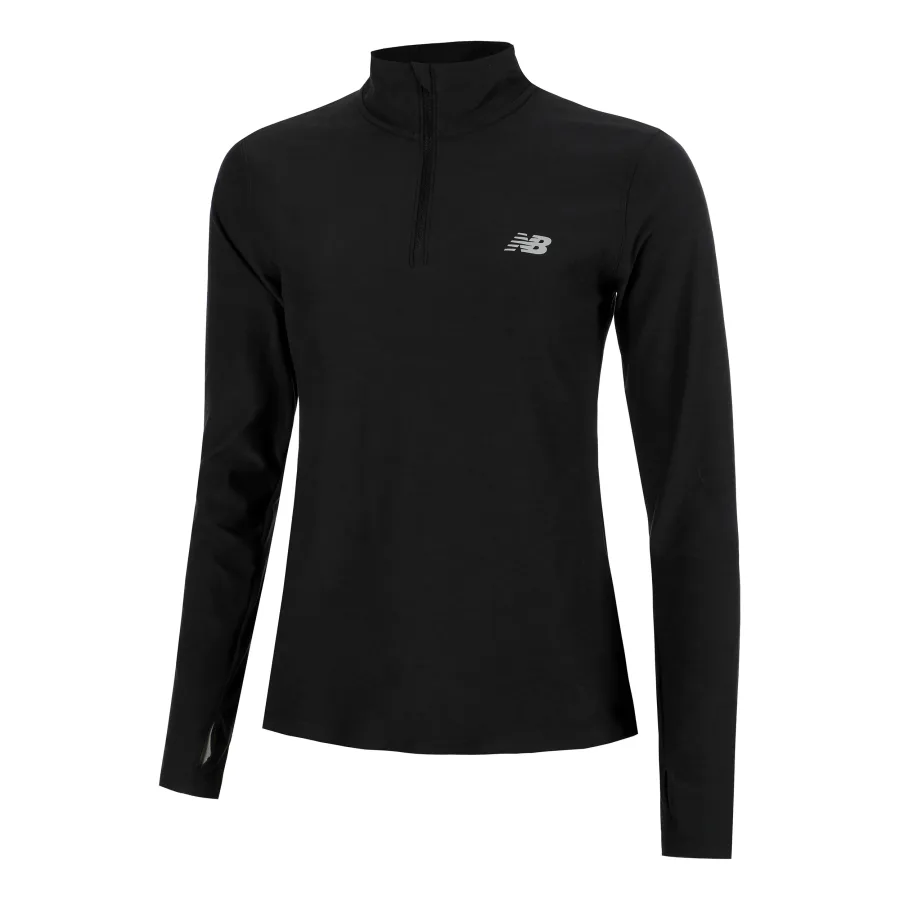 New Balance Space Dye Quarter Zip Longsleeve Damen-Schwarz
