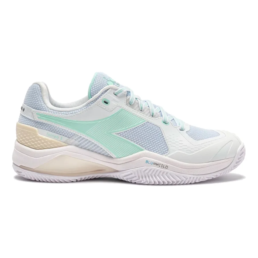 Diadora Blushield Torneo 3 Sandplatzschuh Damen-weiß, grün