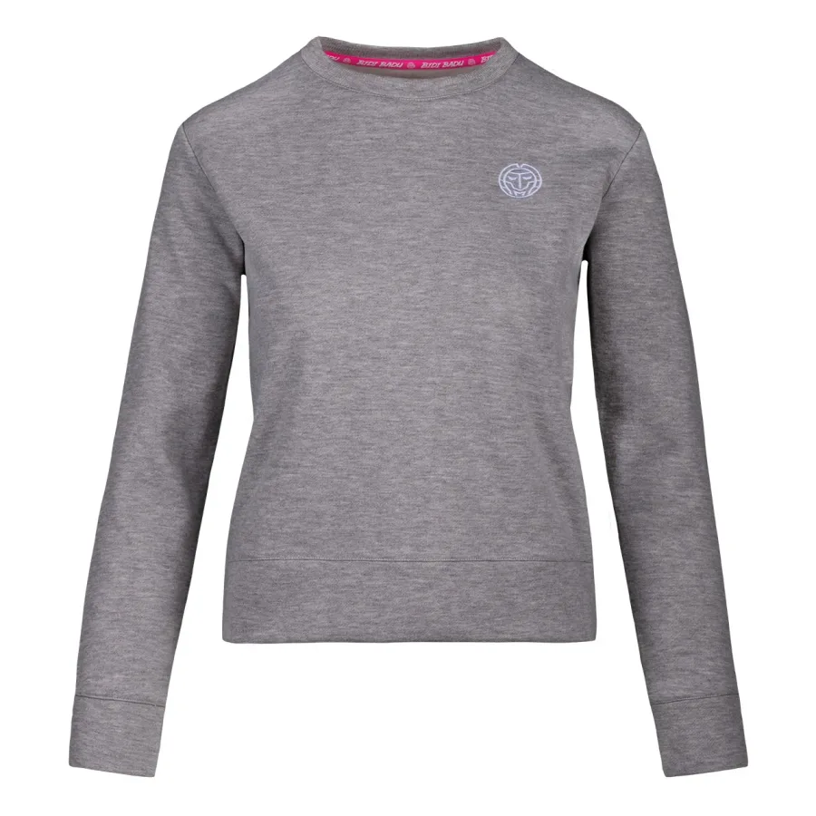 BIDI BADU Mirella Basic Crew Sweatshirt Damen-Hellgrau,Weiß