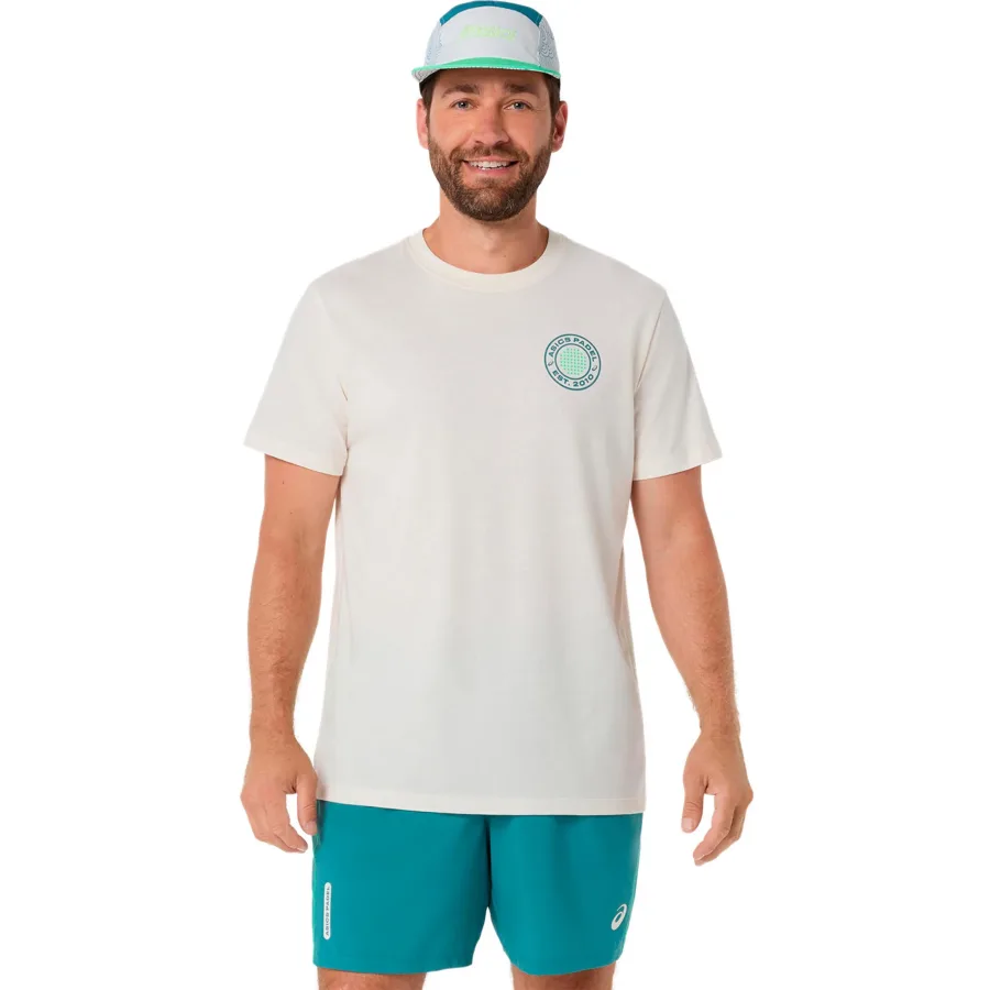 ASICS Court Graphic T-Shirt Herren - creme, grün