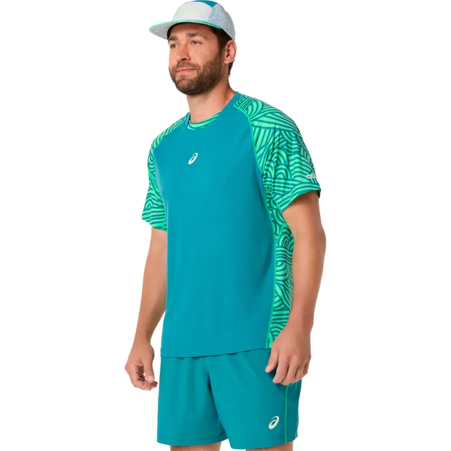 ASICS Court T-Shirt Herren - dunkelgrün, hellgrün