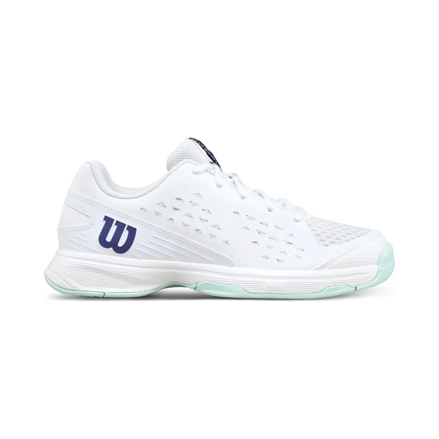 Wilson Rush Pro Jr Allcourtschuh Kinder-weiß, türkis