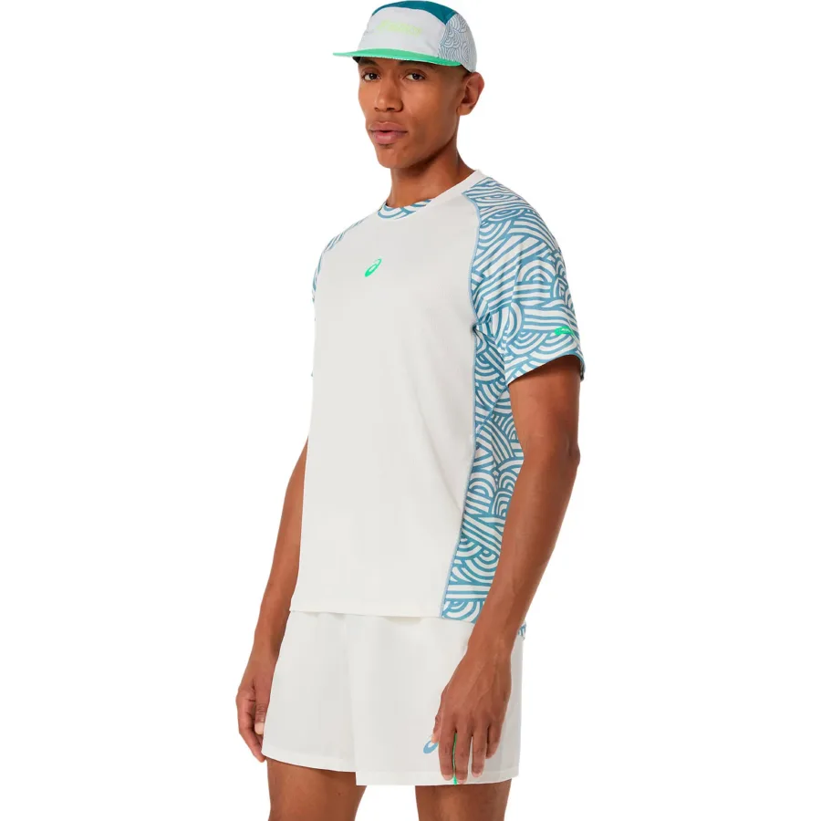 ASICS Court T-Shirt Herren - creme, blaugrau