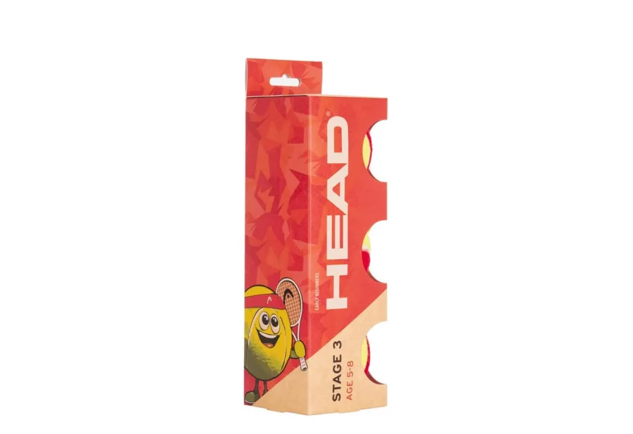HEAD Head Tennisball Stage 3 Red - 3 Tennisbälle - Play and Stay Ball - (3er Dose)