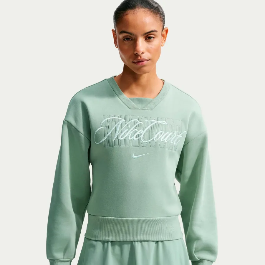 Nike Court Fleece Crew Sweatshirt Damen - graugrün, grün