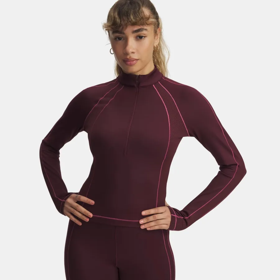 Under Armour Cold Gear Textured 1/2 Zip Longsleeve Damen - berry