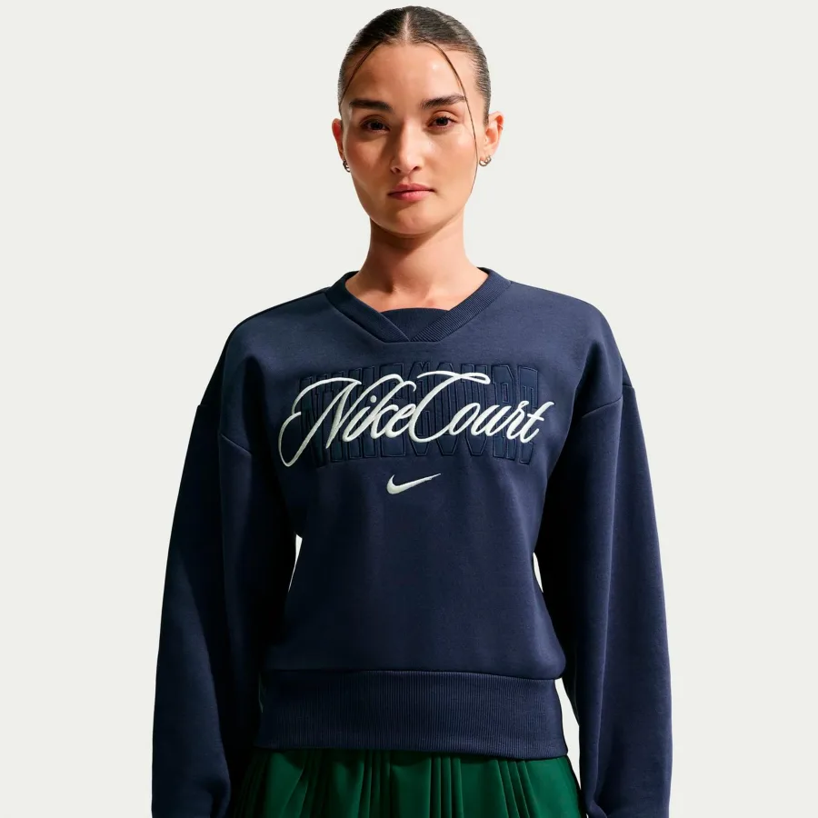 Nike Court Fleece Crew Sweatshirt Damen-dunkelblau, creme