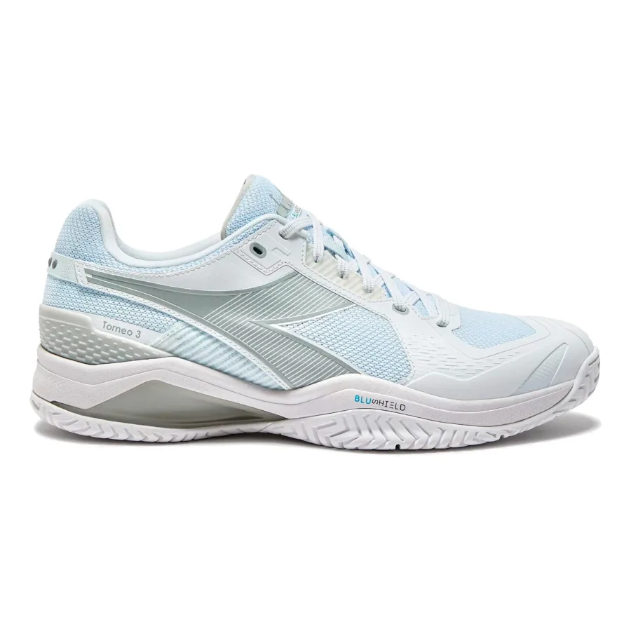 Diadora Blushield Torneo 3 Allcourtschuh Herren - weiß, hellblau