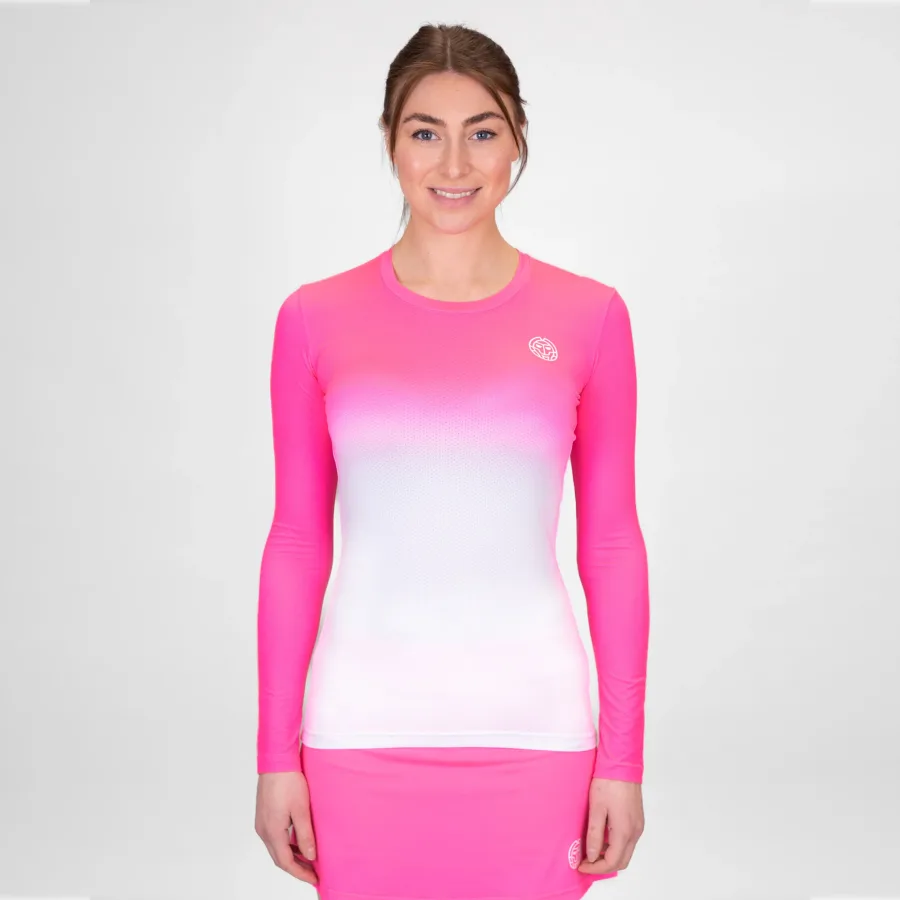 BIDI BADU BIDI BADU Crew Gradiant Longsleeve Damen - Pink, Weiß