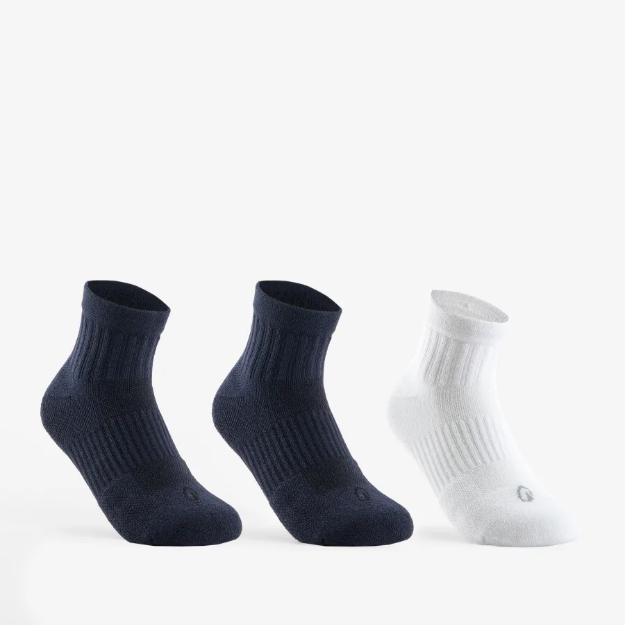 Decathlon Kinder Tennissocken Mid 3er Pack - RS500 weiß/marineblau