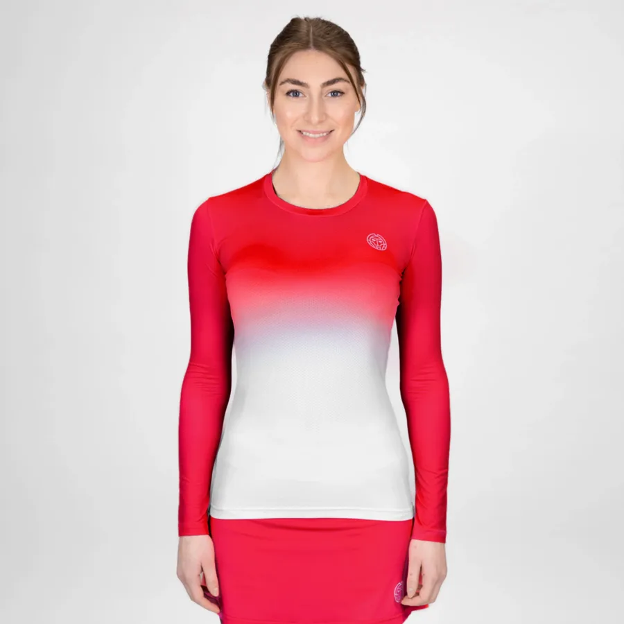 BIDI BADU BIDI BADU Crew Gradiant Longsleeve Damen - Rot, Weiß
