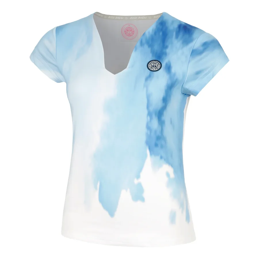BIDI BADU BIDI BADU Watercolour V - Neck T Shirt Damen Weiß, Blau