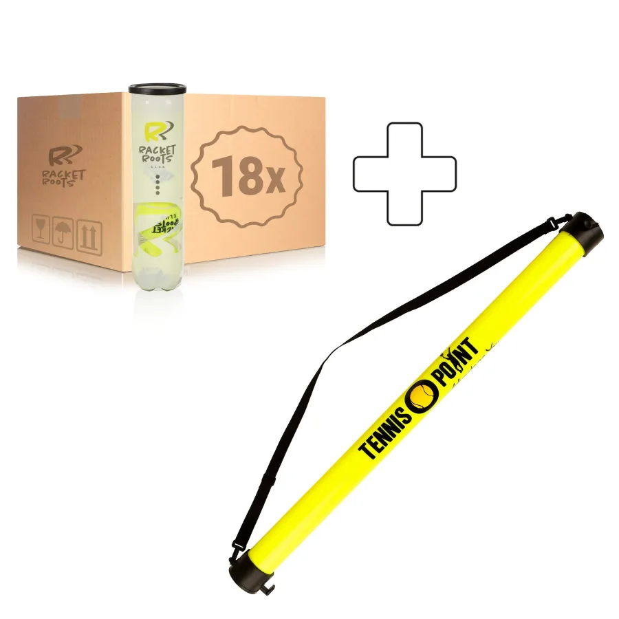Racket Roots Racket Roots 18x 4er Dose Club Tennisball plus Ballsammelröhre