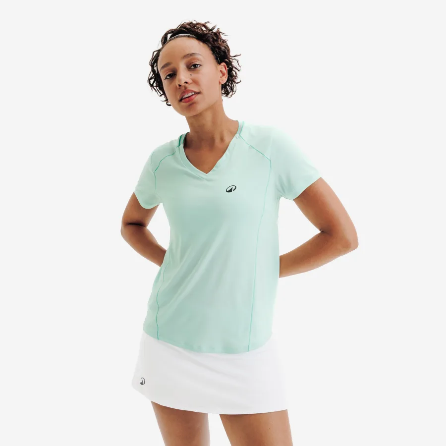 KUIKMA Damen Tennis T-Shirt V-Ausschnitt - Dry grün