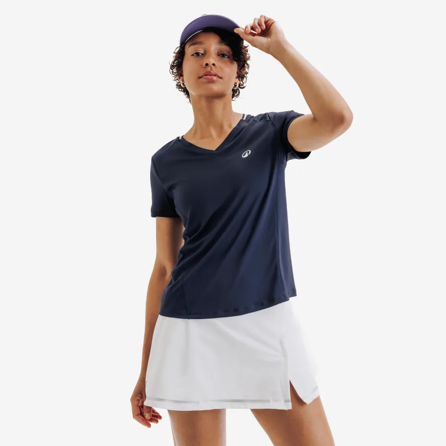 KUIKMA Damen Tennis T-Shirt V-Ausschnitt - Dry blau