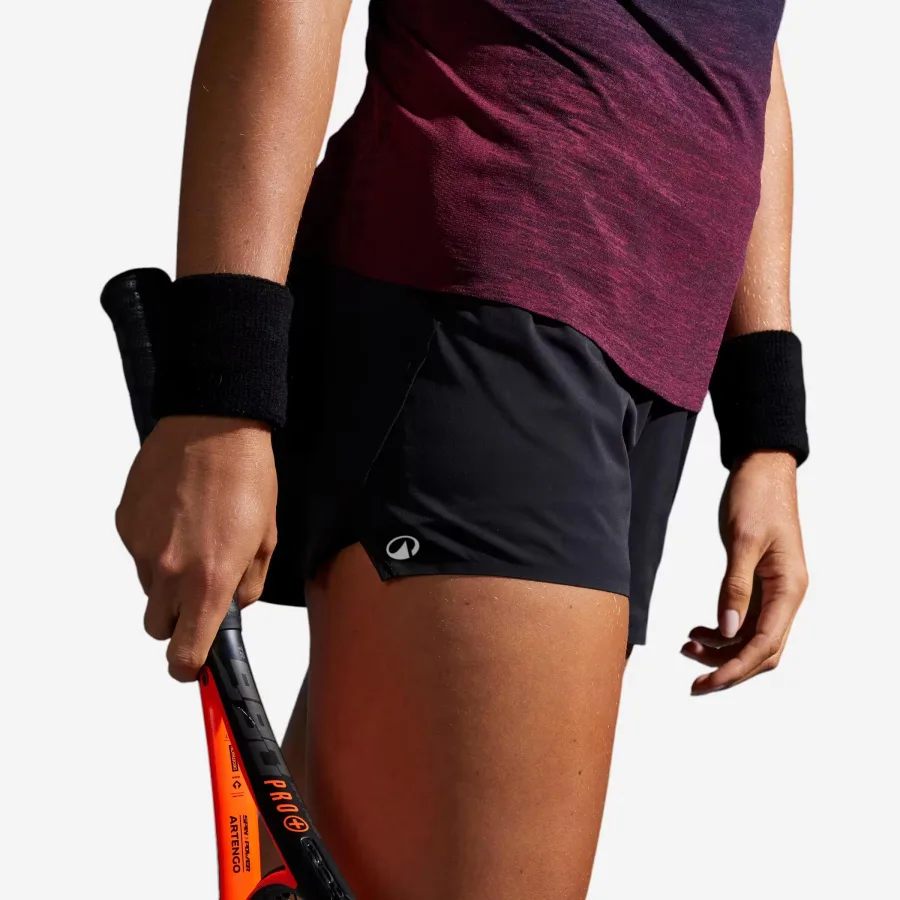 KUIKMA Damen Tennis-Shorts 2 in 1 - Light 900 schwarz