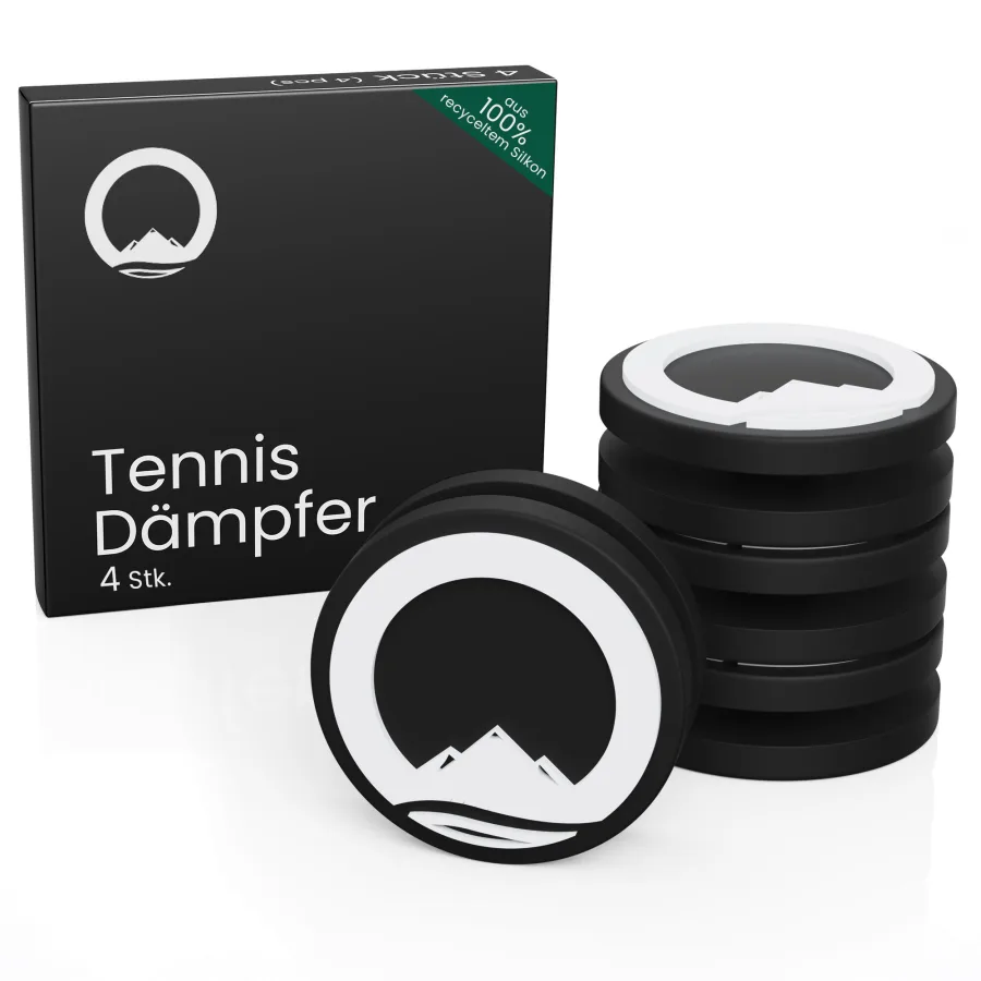 OTARO Tennisdämpfer für Tennisschläger 4 Stk. | 100% recycelt - Schwarz/Weiß