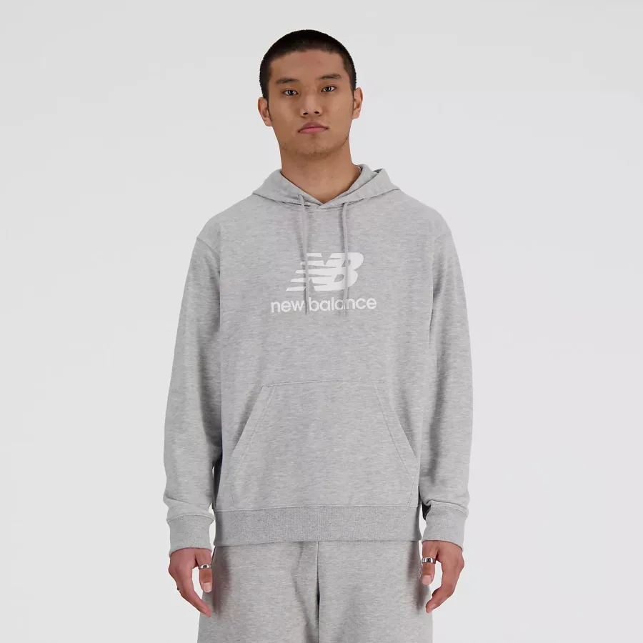 New Balance French Terry Logo Hoodie Hoody Herren-Grau