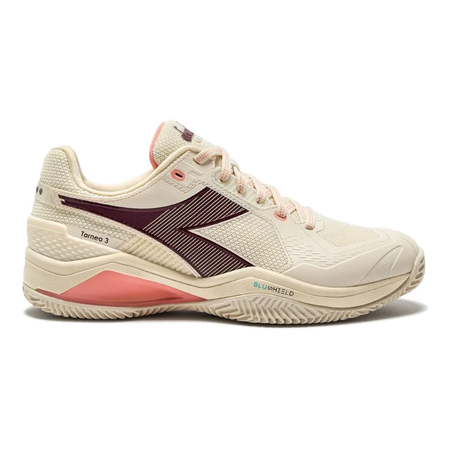Diadora Blushield Torneo 3 Sandplatzschuh Damen-weiß,dunkelrot