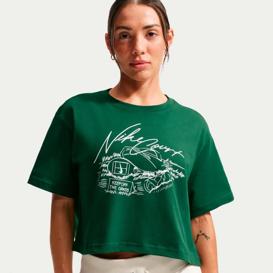 Nike Slam Crop T-Shirt Damen - dunkelgrün