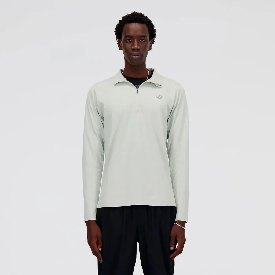 New Balance Space Dye 1/4 Zip Longsleeve Herren - grau