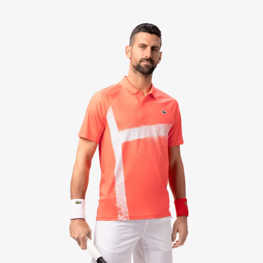 Lacoste Lacoste Djokovic Polo Herren - Koralle, Weiß