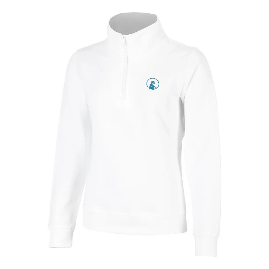 Quiet Please Quiet Please Create Troyer Sweatshirt Damen - Weiß, Petrol