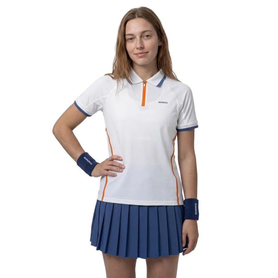 SIROKO Women Tennis 's half-zip technical polo shirt Player-W White White