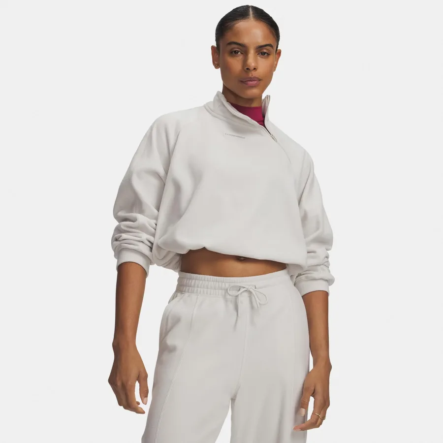 Under Armour Performance Fleece 1/4 Zip Sweatshirt Damen - weiß, weiß