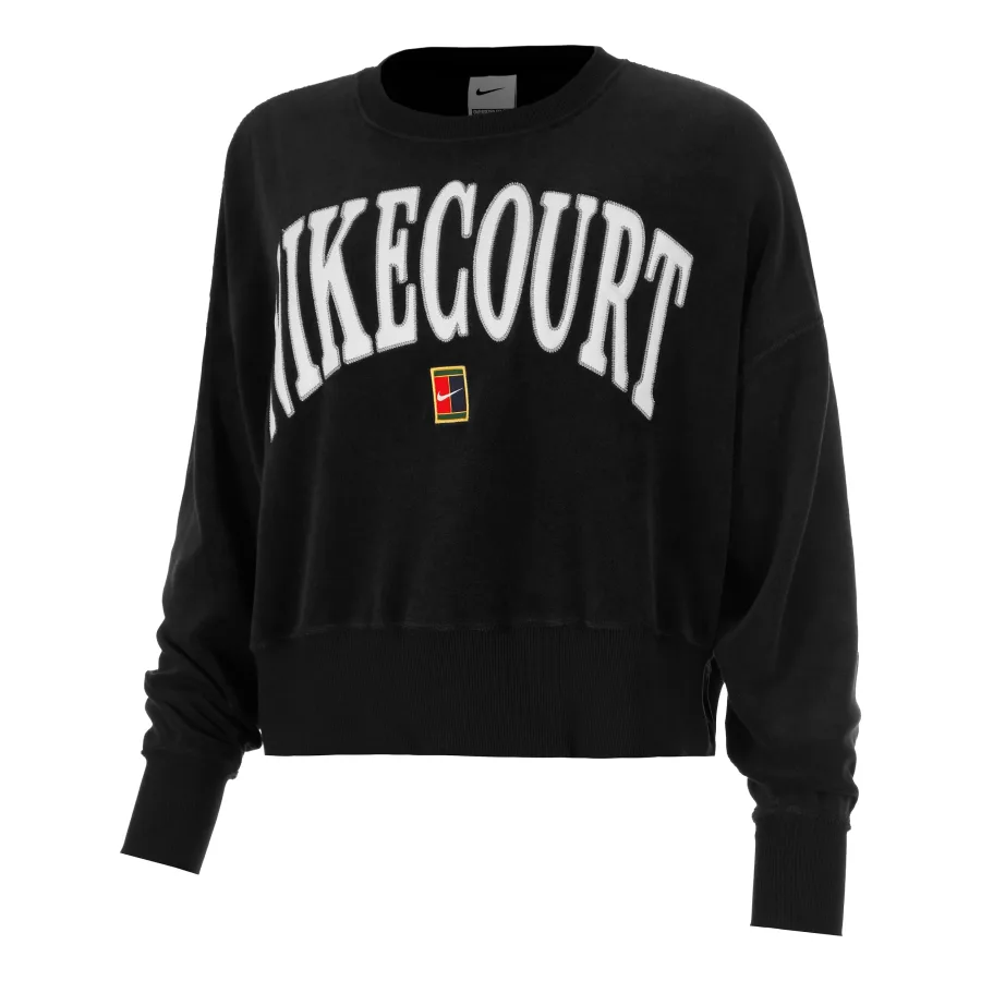 Nike Nike Court Heritage Fleece GFX Crew Sweatshirt Damen - Schwarz